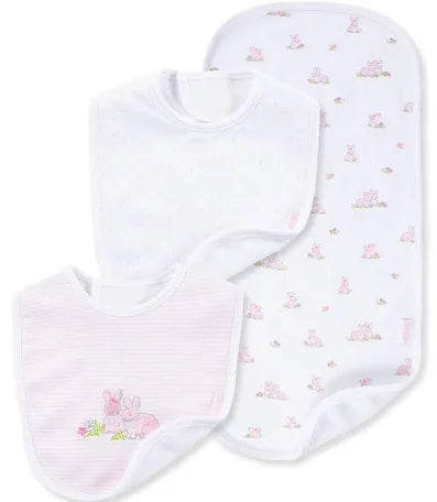 Little Me Pink Bunnies Bib & Burp Set