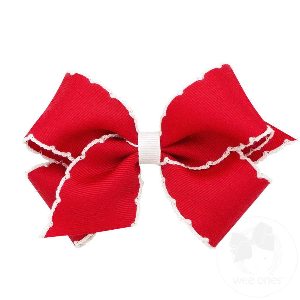 Wee Ones Moonstitch Medium Classic Red and White Bow