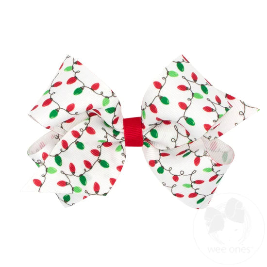 Wee Ones King Holiday Lights Themed Printed Bow