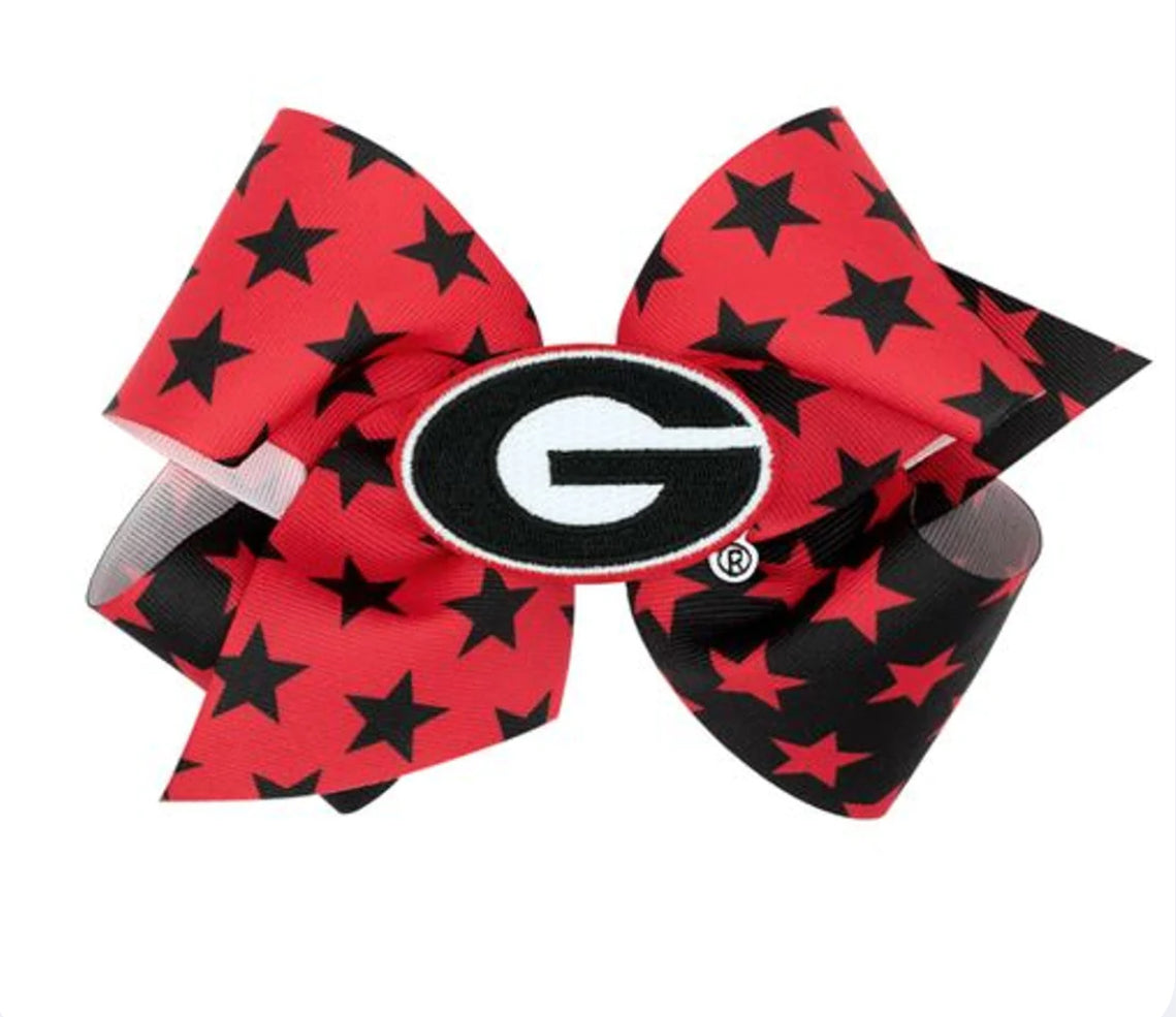 Wee Ones Georgia Bulldog King Two-Tone Star w/ Patch Bow