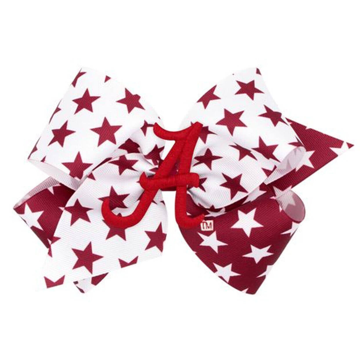 Wee Ones Alabama Crimson Medium Tide Two-Tone Star w/ Patch Bow