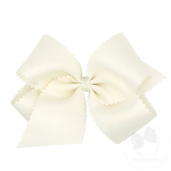 Wee Ones King Scalloped Edge Bow - Antique White