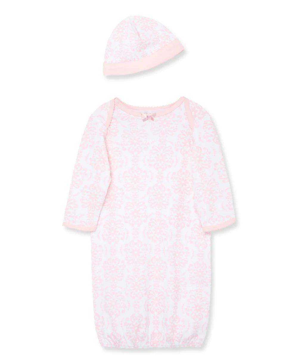 Little Me Girls Damask Scroll Sleeper Gown and Hat