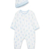 Little Me Boys Happy Bear Zip Footed One-Piece and Hat