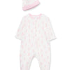 Little Me Girls Joyful Bear Zip One-Piece Footie and Hat