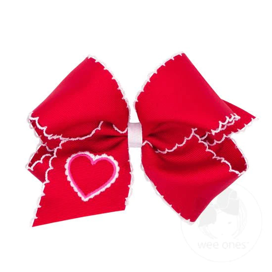 Wee Ones Medium Moonstitch Embroidered Heart - Red/White