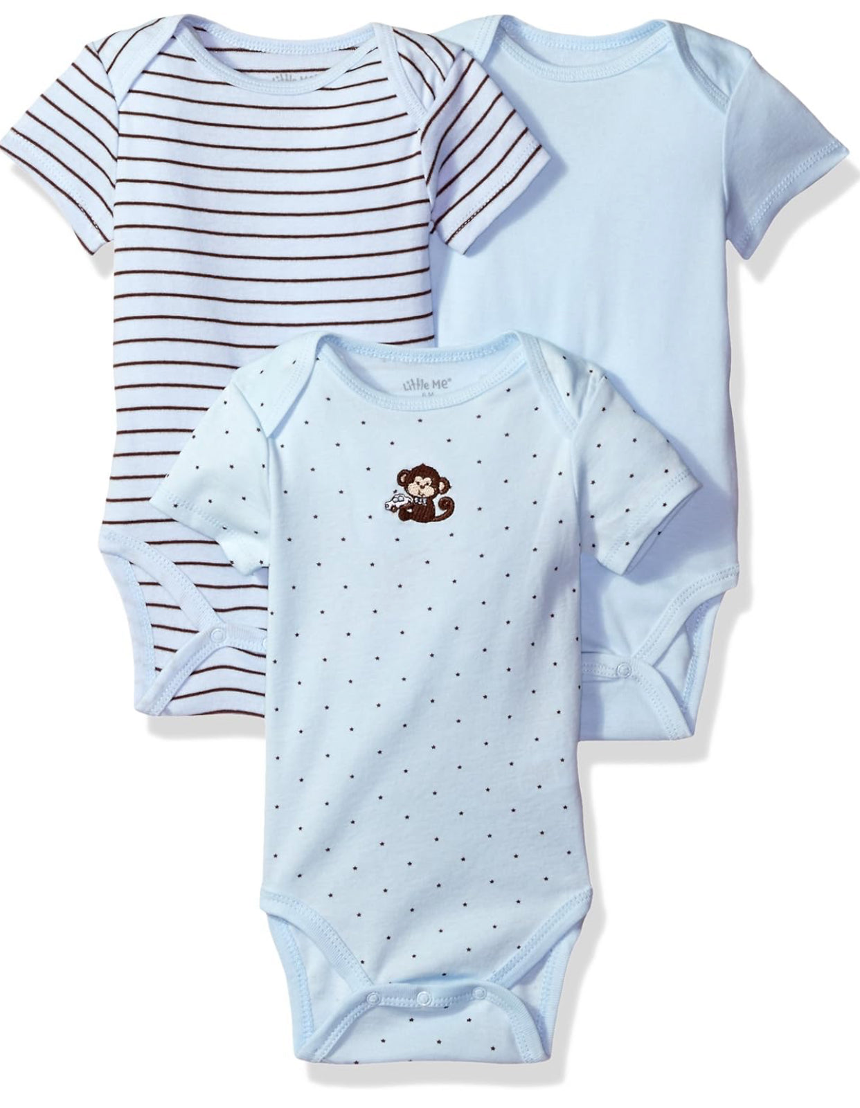 Little Me 3pk Monkey Bodysuits