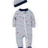 Little Me Sports Star Zipper Footed One-Piece and Hat