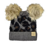 CC Baby Double Pom Pom Leopard Beanie