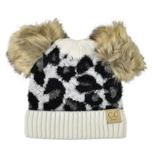 Load image into Gallery viewer, CC Baby Double Pom Pom Leopard Beanie
