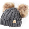 CC Kids Faux Fur Double Pom Pom Knit Beanie