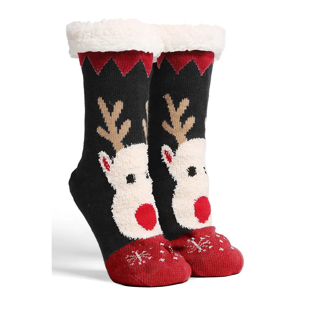 Reindeer Sherpa Non-Slip Slipper Socks