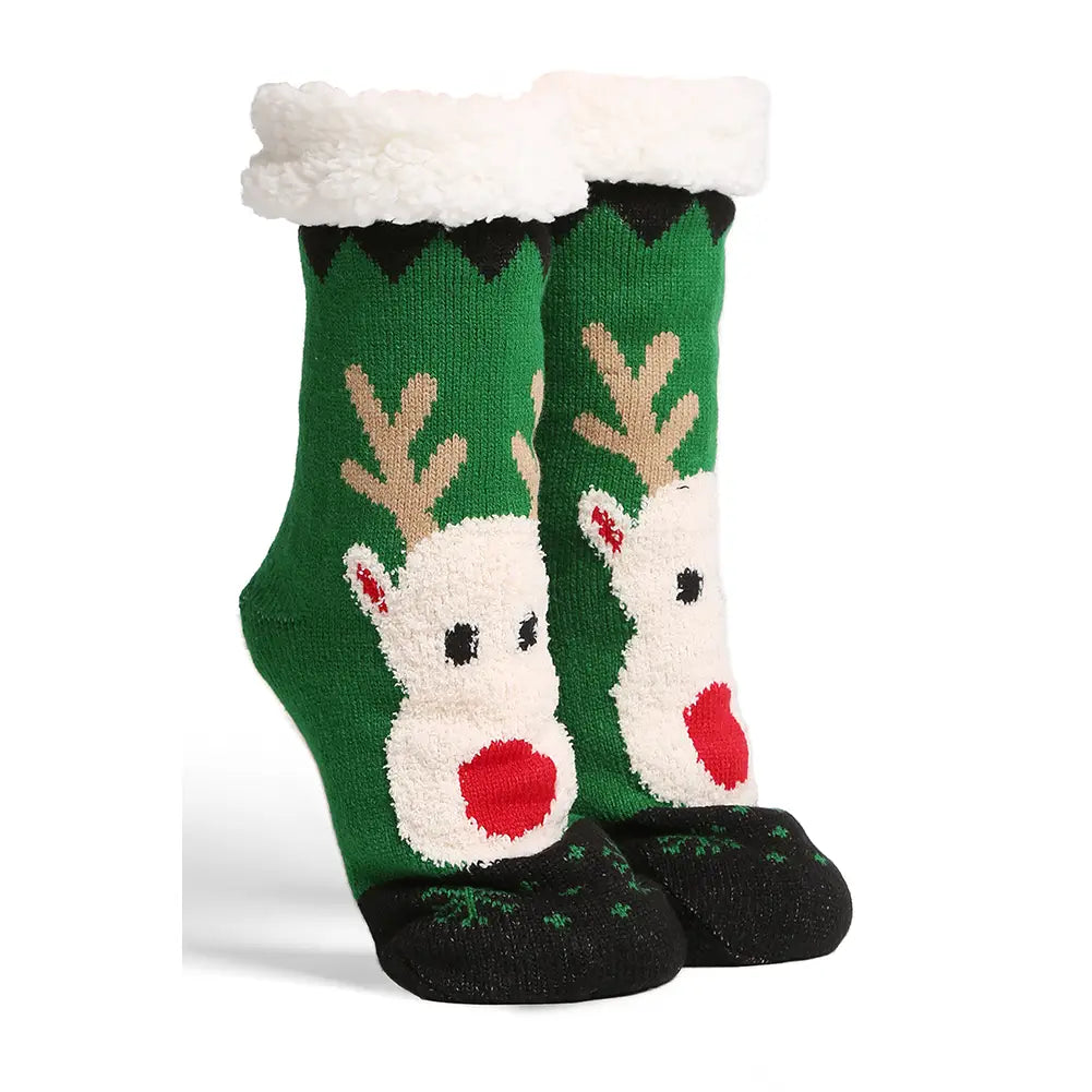 Reindeer Sherpa Non-Slip Slipper Socks