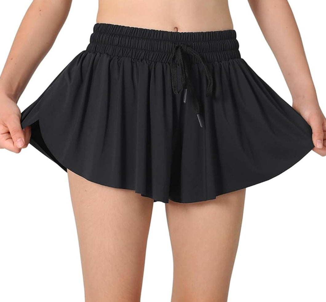 Tractr Girl Black Butterfly Shorts