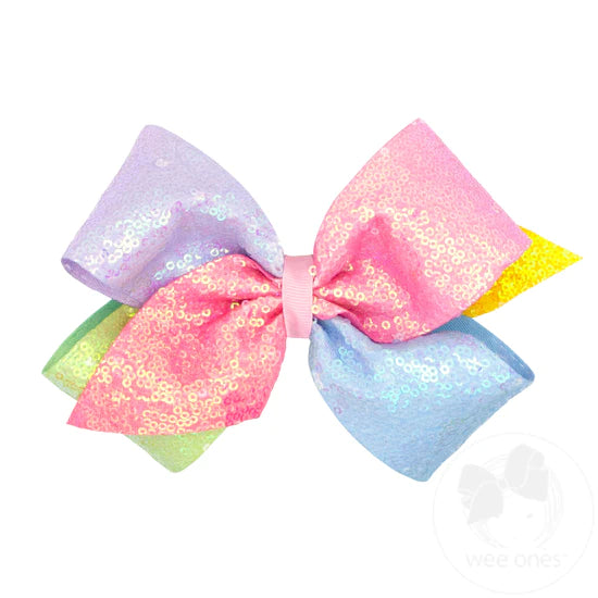 Wee Ones Medium Pastel Ombré Sequin Bow