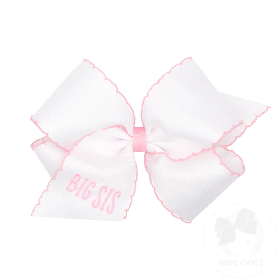 Wee Ones King Pink Embroidered Big Sis Bow