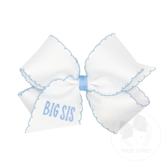 Wee Ones King Blue Embroidered Big Sis Bow