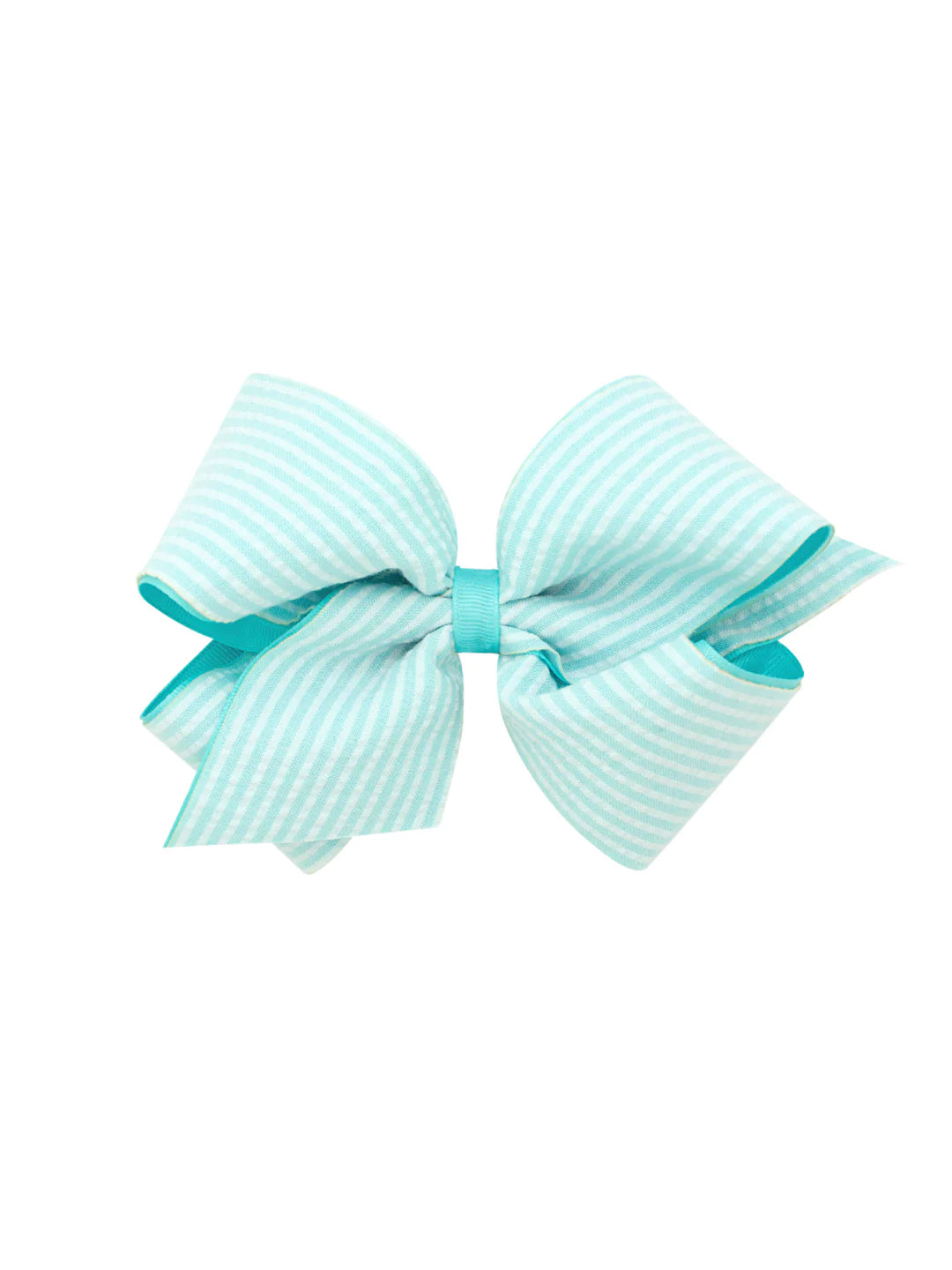 Wee Ones Medium Aqua Seersucker Bow