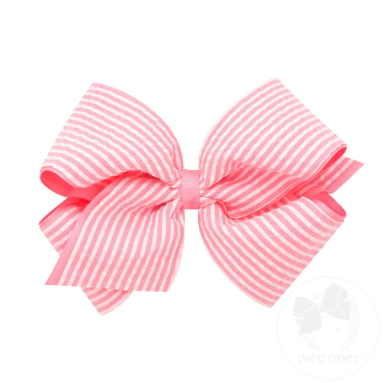 Wee Ones Medium Pink Seersucker Bow