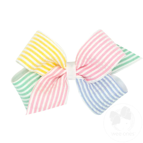 Wee Ones Medium Color Block Seersucker Bow