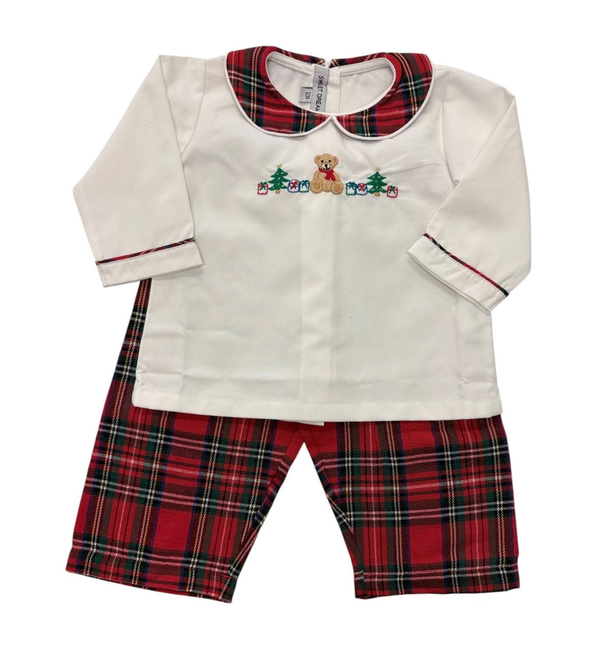 Teddy Bear Embroidered Plaid Boys Pant Set