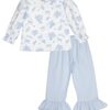 Evie White/Blue Floral Bow Pant Set