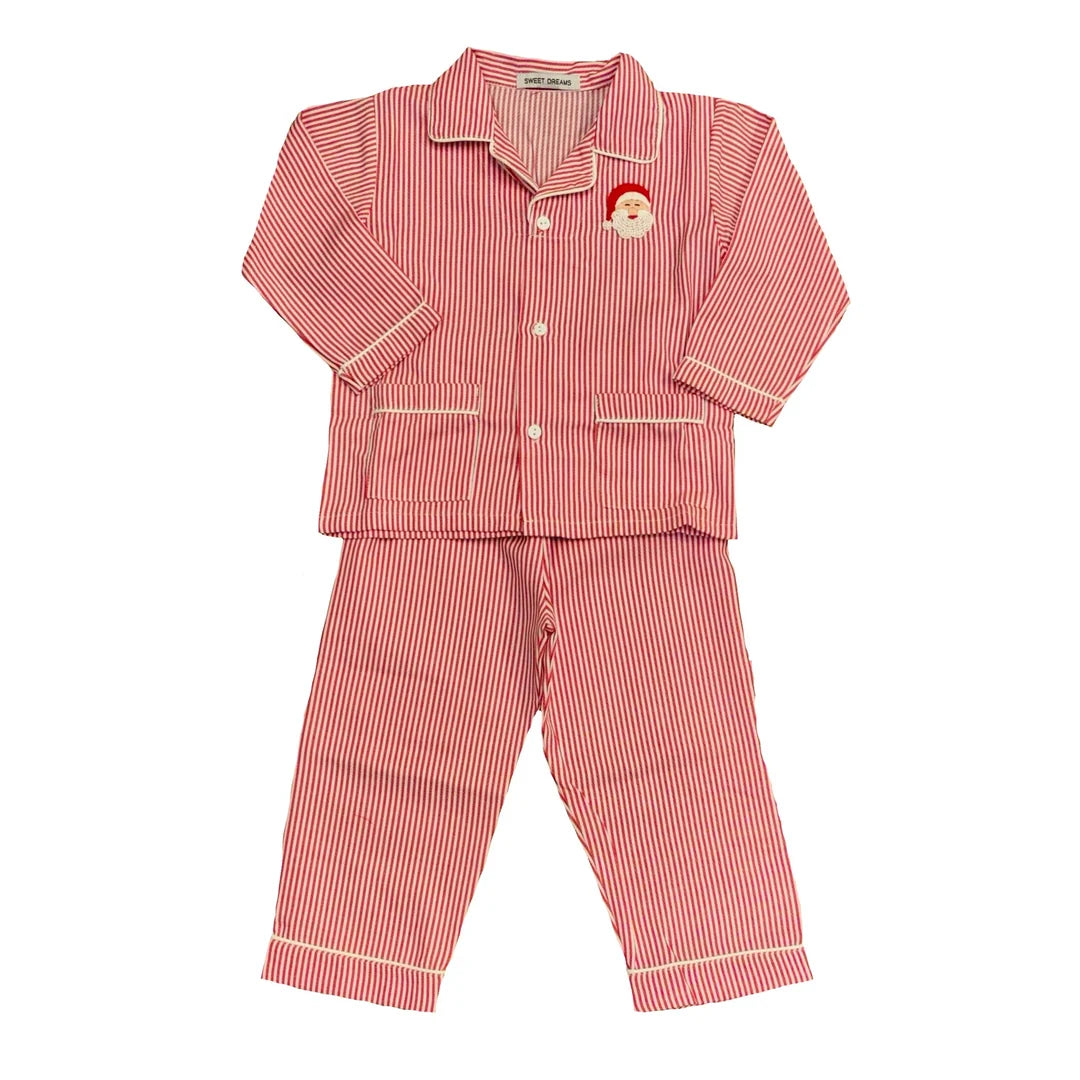SANTA EMBROIDERED RED STRIPE PAJAMA