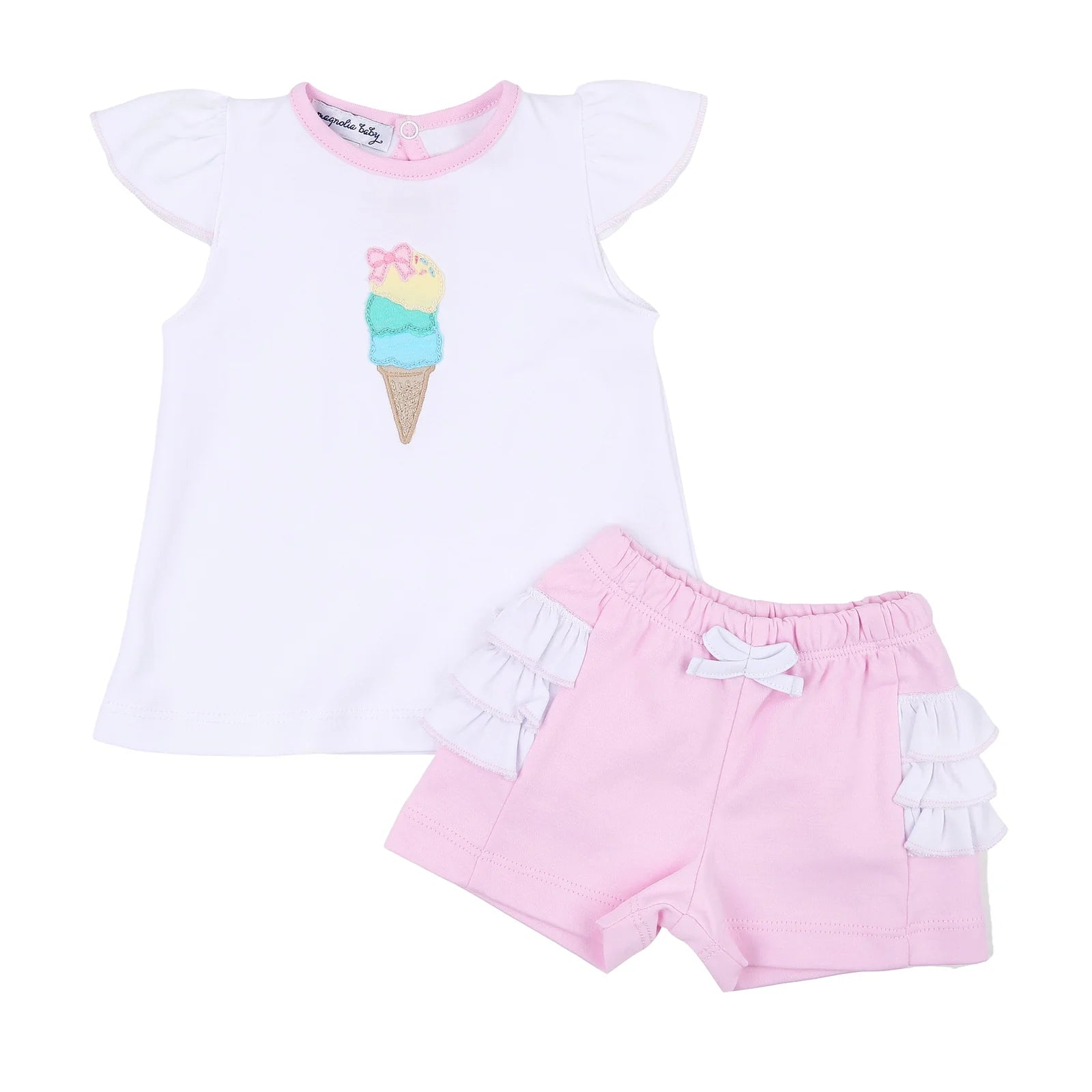 Magnolia Baby What’s the Scoop! Combo Pink Ruffle Flutters Short Set