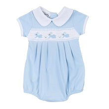 Load image into Gallery viewer, Magnolia Baby Pastel Bunny Classics Smocked Collared Boy Bubble LB
