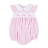 Magnolia Baby Pastel Bunny Classics Smocked Collared Flutters Bubble Pink