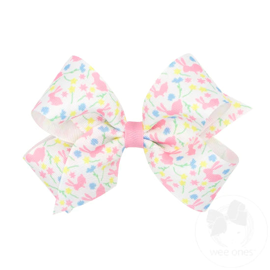 Wee Ones Medium Floral Bunny Print Bow