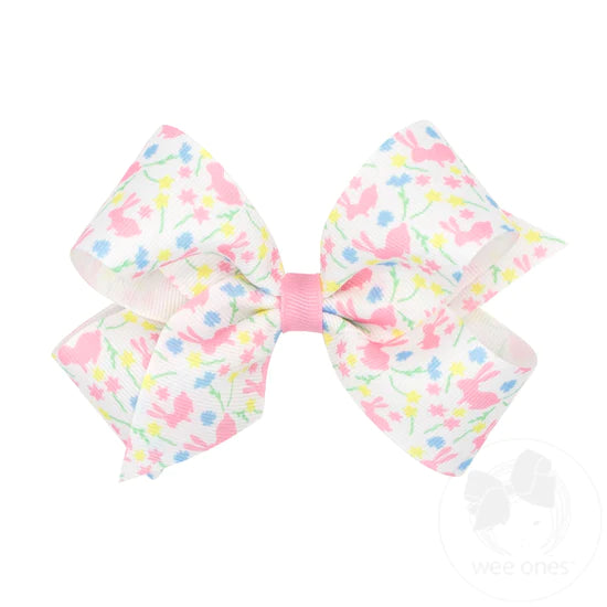 Wee Ones King Floral Bunny Print Bow