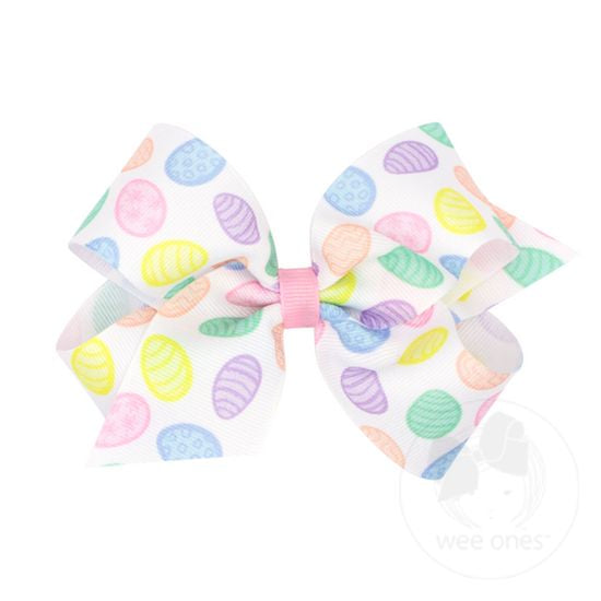 Wee Ones Medium Easter Themed Pastel Egg Print Bow