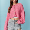 Pink Buttondown Cropped Bolero Cardigan
