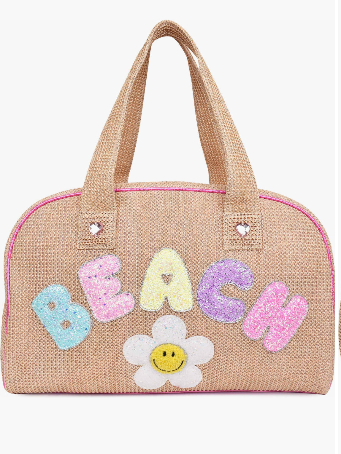 OMG ACCESSORIES Natural Beach Straw Duffle Bag