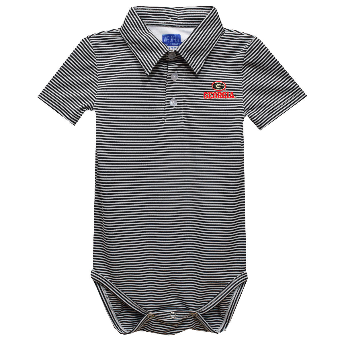Stripe Polo Georgia Bulldogs Embroidered Black