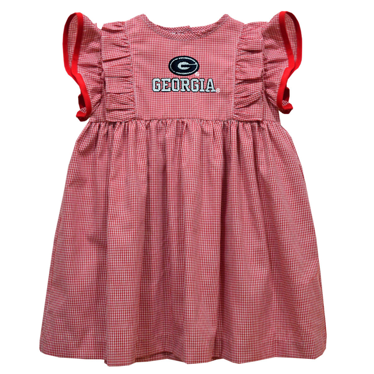 Ruffle Dress Georgia Bulldogs Embroidered Cardinal