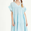 Good Girl Ruffle Sleeve Tiered Gauze Dress