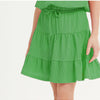 Good Girl Crinkle Texture Tiered Skirt and Elastic Waisted Top Set - Green