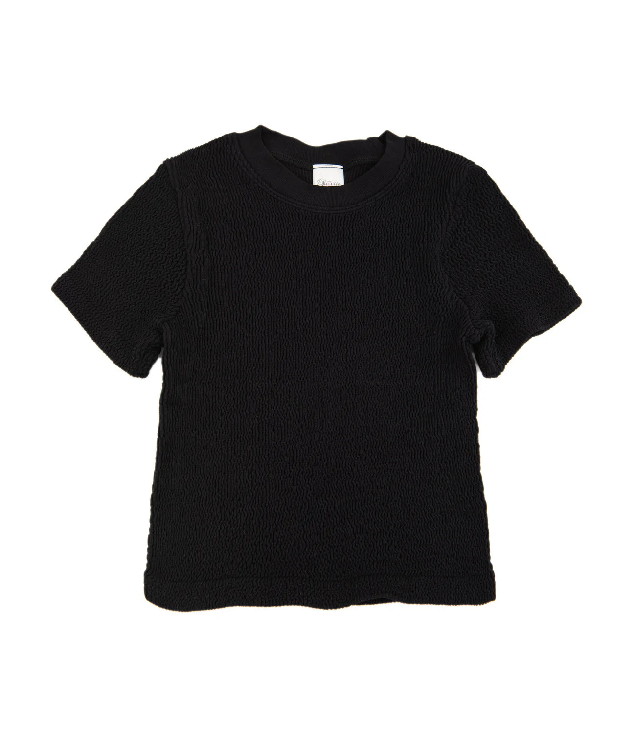 Suzette Smocking Short Sleeve Top - Black