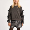 Dark Grey Girls Sweater With Bows