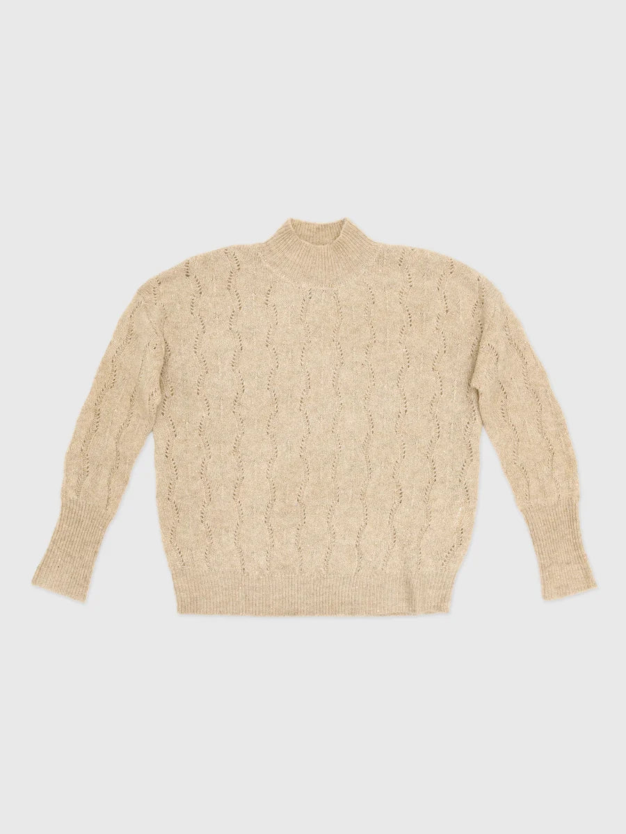 Golden Beige Girls Knitted Sweater