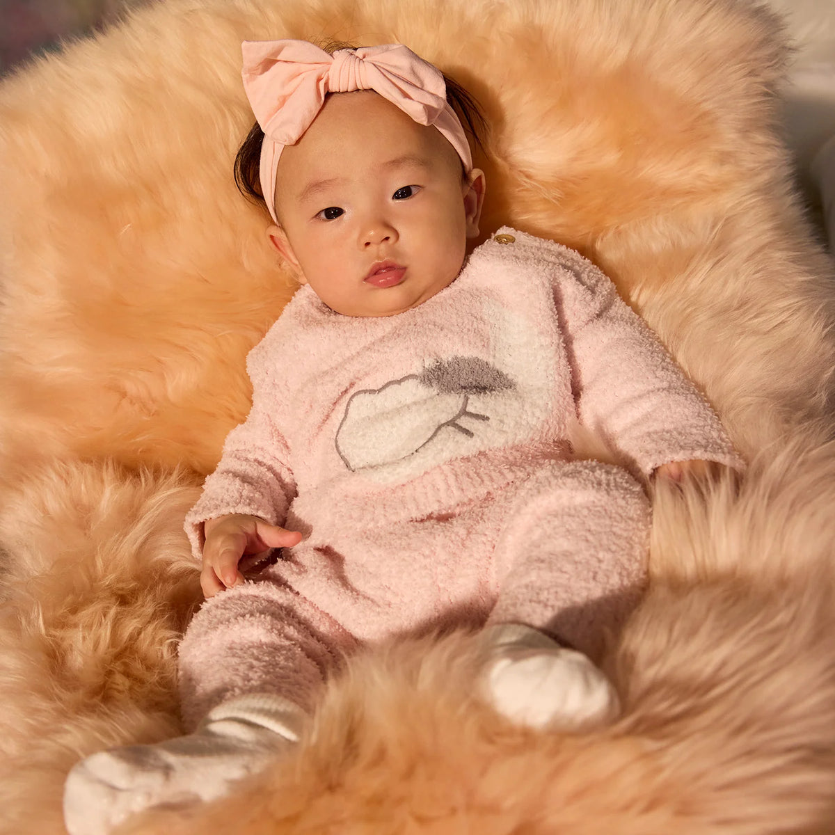 Baa Baa Solid Pink Chenille Magnetic Sweater Set