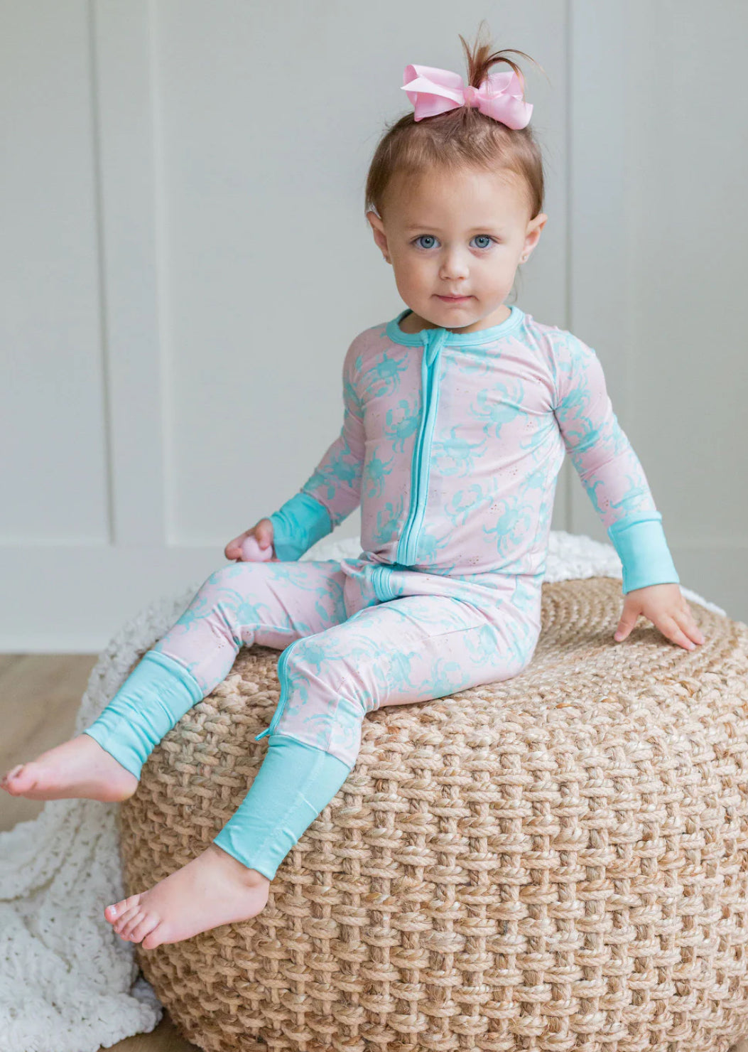 Sweet Bay Clothing Pink/Blue Crab Zipper Onesie