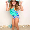 Mia Belle Girls Enchanted Vacay Mermaid Print One-Piece Swimsuit