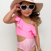 Mia Belle Girls Blush and Splash Pink Cut-out Swimsuit