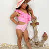 Mia Belle Girls Blush and Splash Pink Cut-out Swimsuit