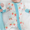 Strawberries and Bows Ruffled Zipper Onesie