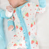 Strawberries and Bows Ruffled Zipper Onesie