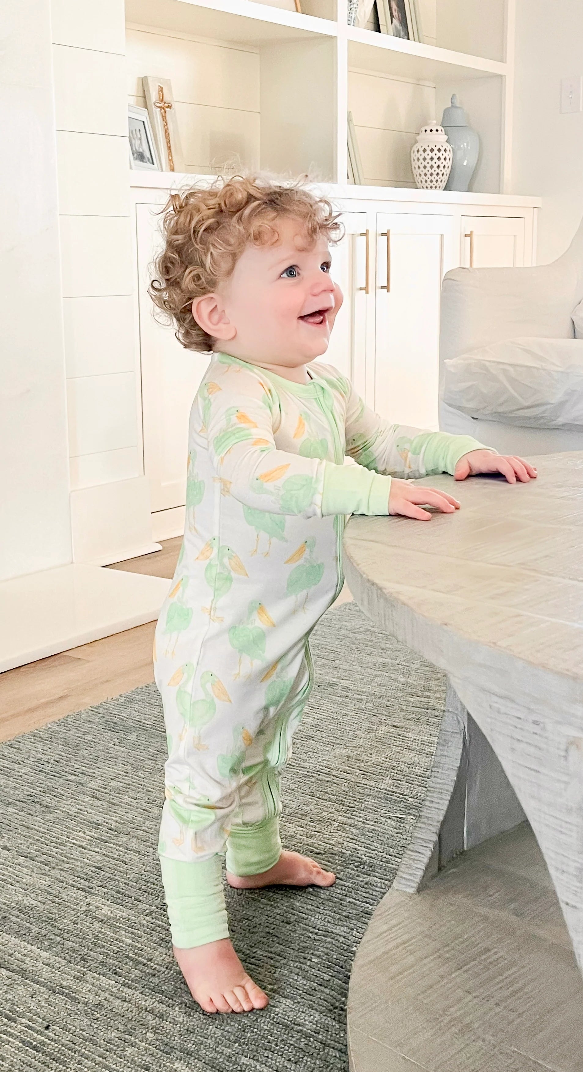 Mint Pelican Zipper Onesie